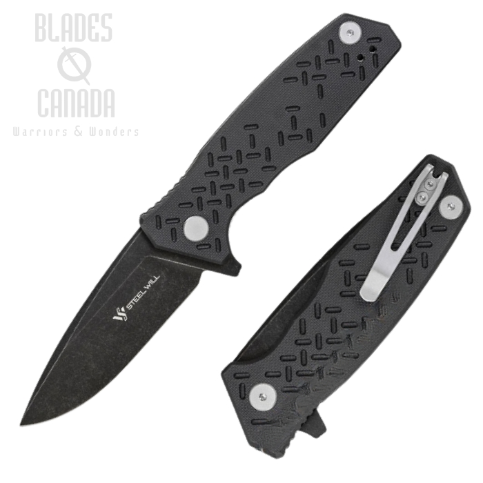 Steel Will Chabot Flipper Folding Knife, D2 Black SW, G10 Black, F14-04